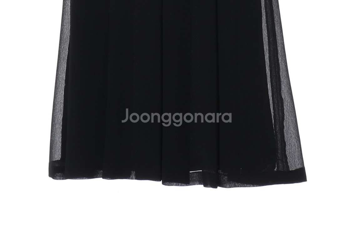 [S]지오송지오 블랙 브이넥 민소매 쉬폰 롱 원피스 드--3
