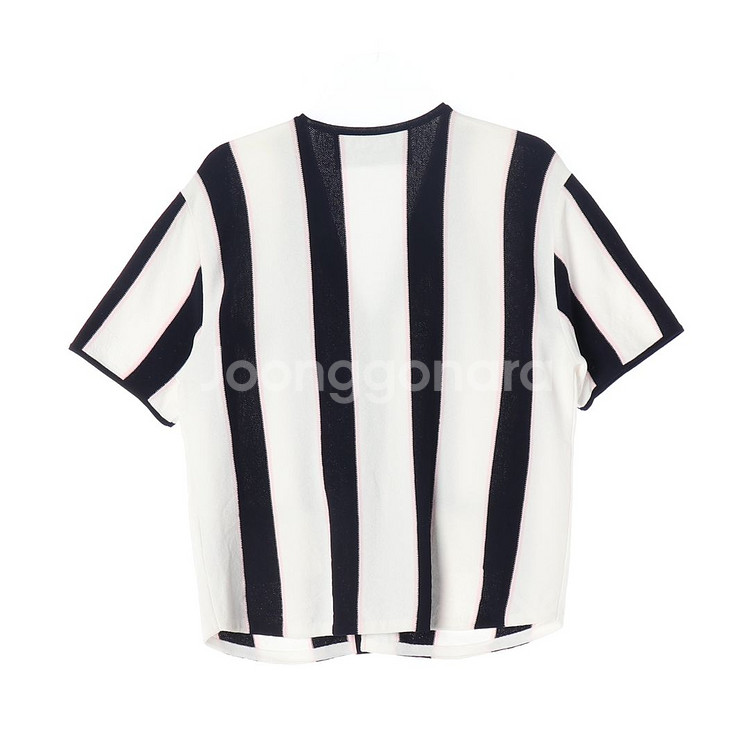 [M]럭키슈에뜨 네이비 스트라이프 브이넥 반팔 가디건--3