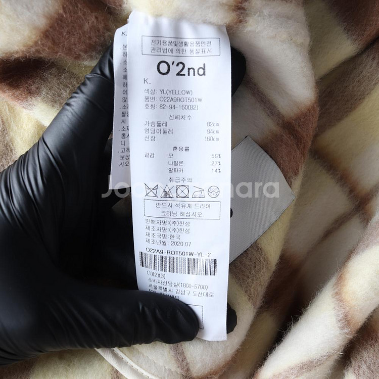 [S]오즈세컨 울알파카 옐로우 체크 셔츠 코트 재킷--5