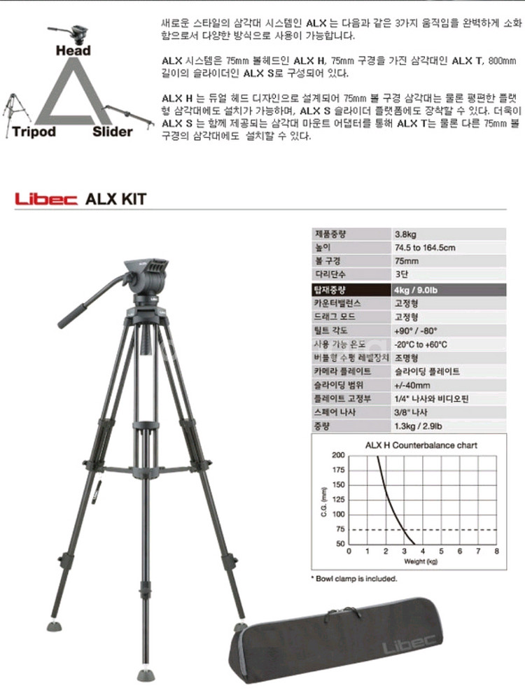 새상품> 리벡 비디오삼각대 ALX KIT 캠코더삼각대--1