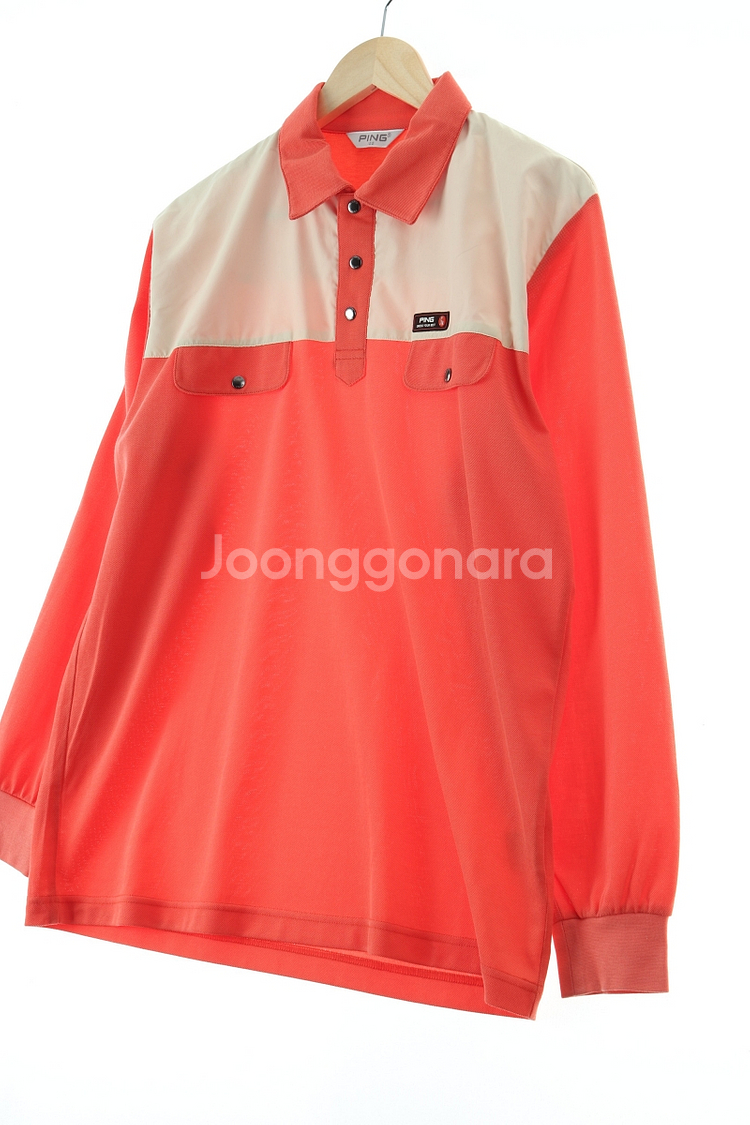(L) 핑 카라 긴팔티셔츠 주황 골프--0