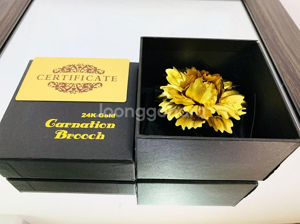새 24K 골드 카네이션 브로치 꽃 선물 어머님--0