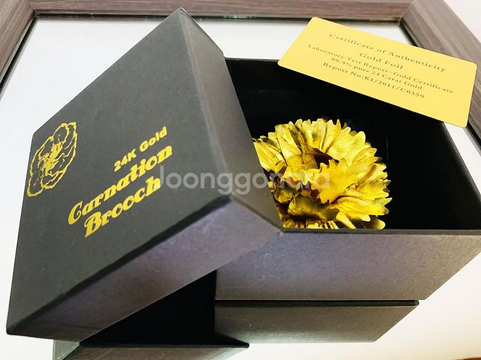 새 24K 골드 카네이션 브로치 꽃 선물 어머님--3