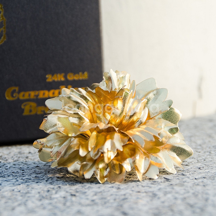 새 24K 골드 카네이션 브로치 꽃 선물 어머님--5