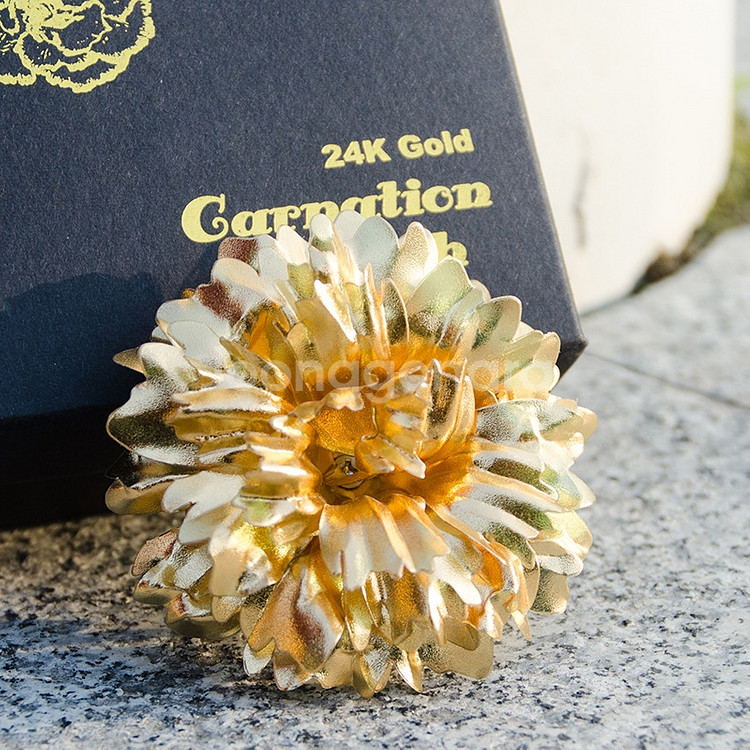 새 24K 골드 카네이션 브로치 꽃 선물 어머님--7