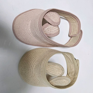 돌돌이 밀짚썬캡 핑크/베이지