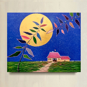우리집 황금보름달_유화그림