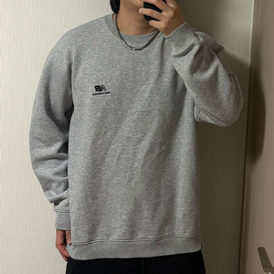 정품 뉴발란스 백 프린팅 멜란지 그레이 기모 맨투맨