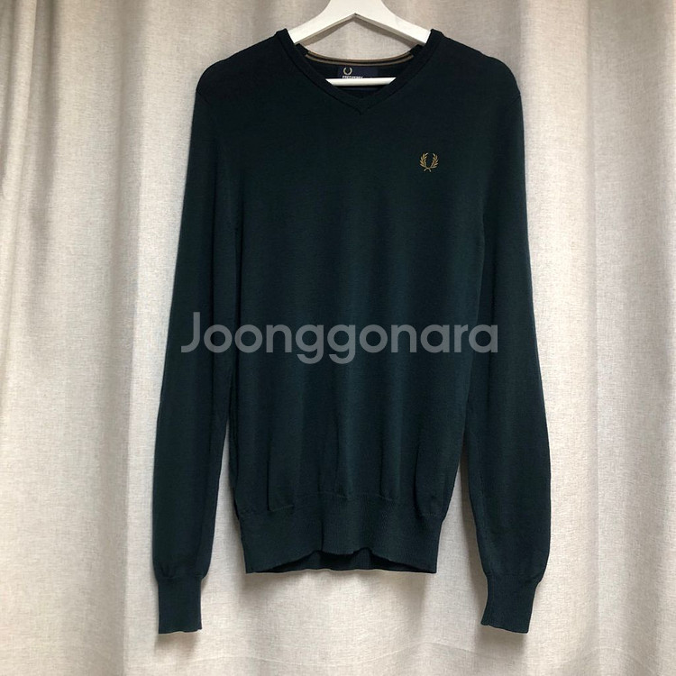 프레드페리 다크 그린 브이넥 니트 S--1