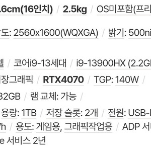 레노버 LEGION Pro 5i 16IRX i9 407