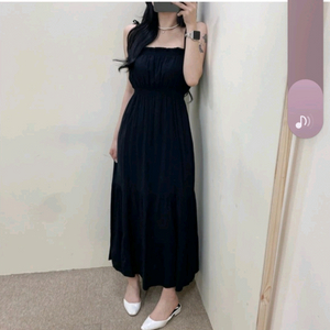 검정색 휴양지 롱원피스