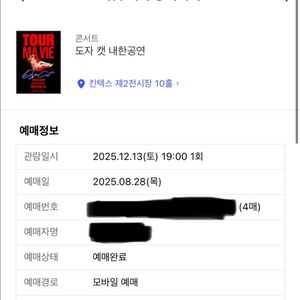 도자캣 내한공연 스탠딩 B구역 양도
