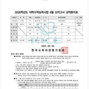 모고 평가원,교육청 성적표양식