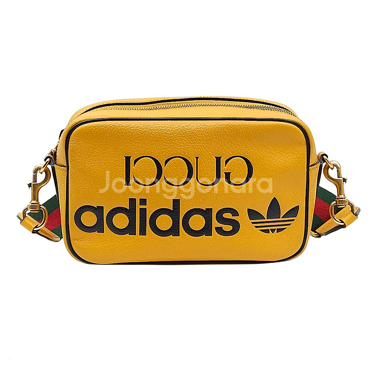 구찌 X 아디다스 옐로우 레더 레터링 스몰 크로스백--0