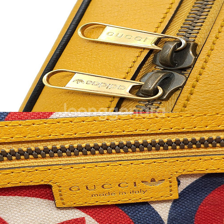 구찌 X 아디다스 옐로우 레더 레터링 스몰 크로스백--9