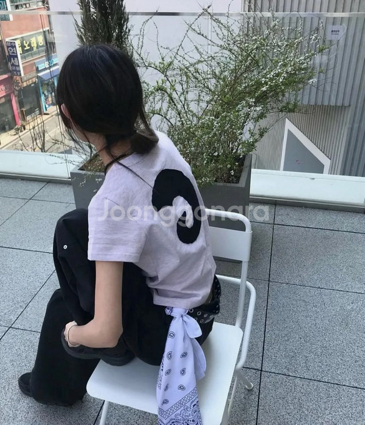 탄산마그네슘 혼 아플리케 티셔츠 라이트 핑크 반팔티--0