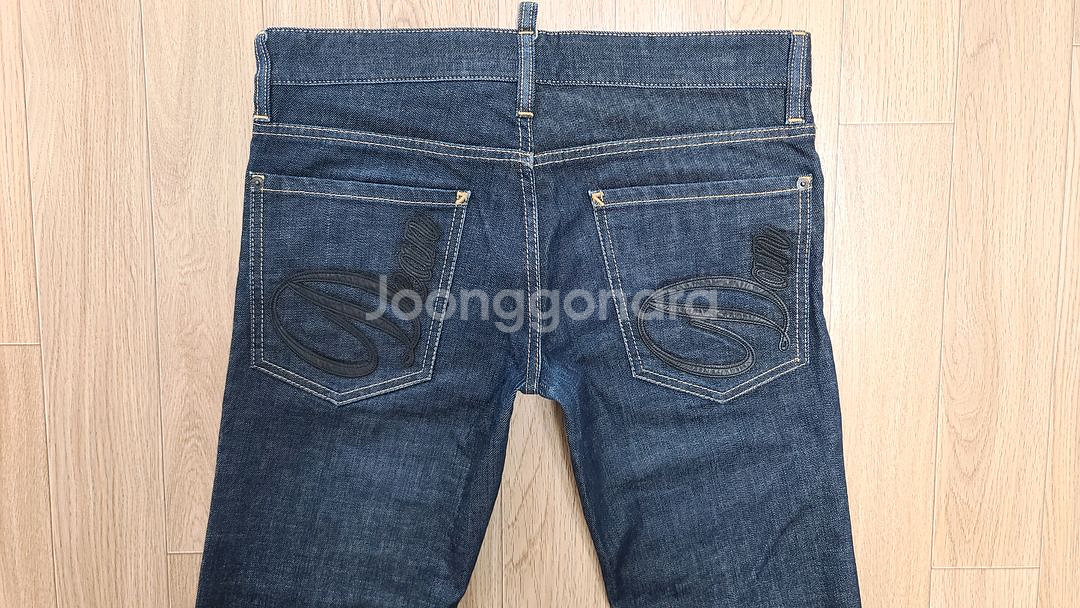 정품 디스퀘어드 가죽패치 슬림 진청진 청바지 46--3