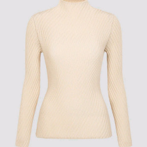 이세이미야케 탑 오비큘러 플리츠 탑 긴소매 탑 문화이트