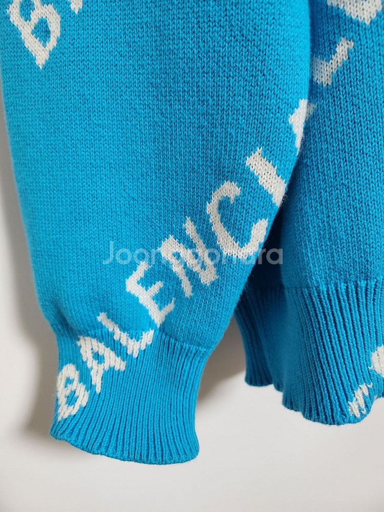 [L] 발렌시아가 블루 멀티로고 울 오버핏 니트 625--3