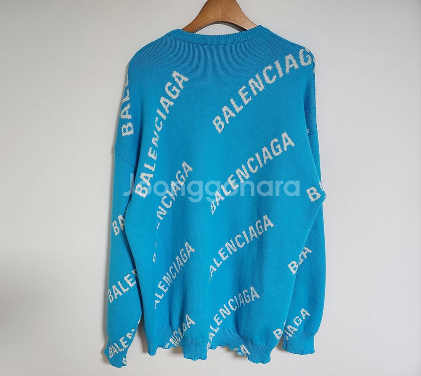 [L] 발렌시아가 블루 멀티로고 울 오버핏 니트 625--4