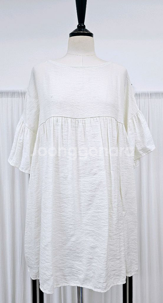 셔링 반팔 미니원피스 나팔소매 A라인 블라우스--0