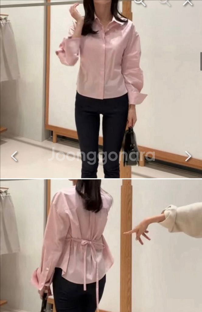 시에 헤이즐 커프스 디테일 셔츠 마일드핑크 새상품--4