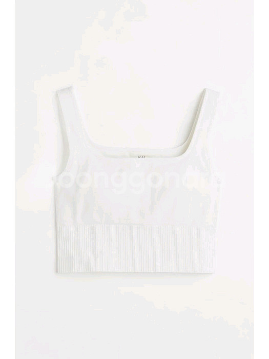 H&M 심리스 스포츠 브라렛 화이트--8