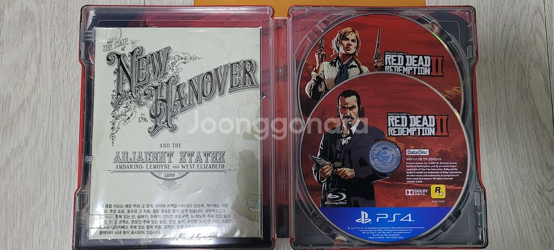 PS4 레드데드리뎀션2 스틸북 게임,지도포함--2