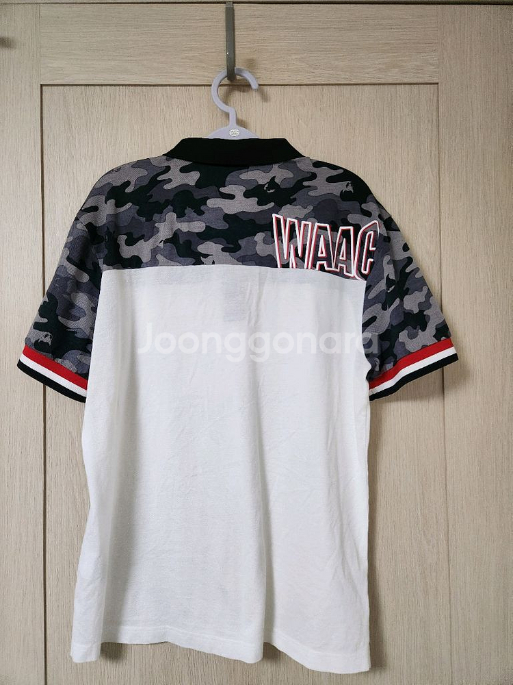 WAAC 카모 배색 반팔 카라티 화이트--1