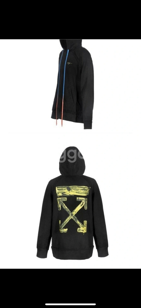 오프화이트 19f/w 아크릴릭 애로우 오버핏 후드티--0