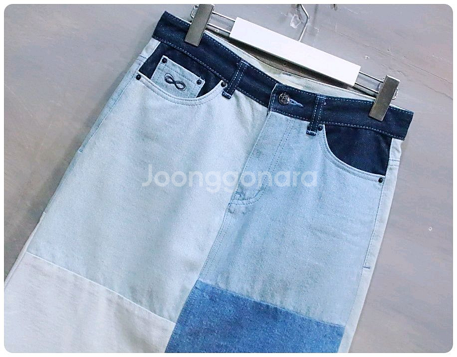 [26] 플랙진 패치워크 데님 스커트--2