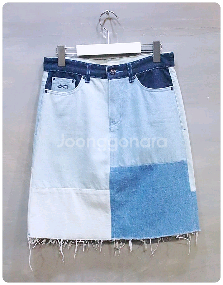 [26] 플랙진 패치워크 데님 스커트--0