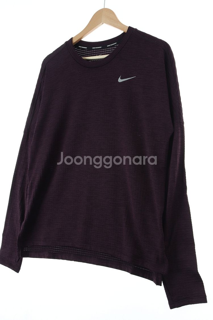 (L) 나이키 긴팔티셔츠 런닝 버건디--0