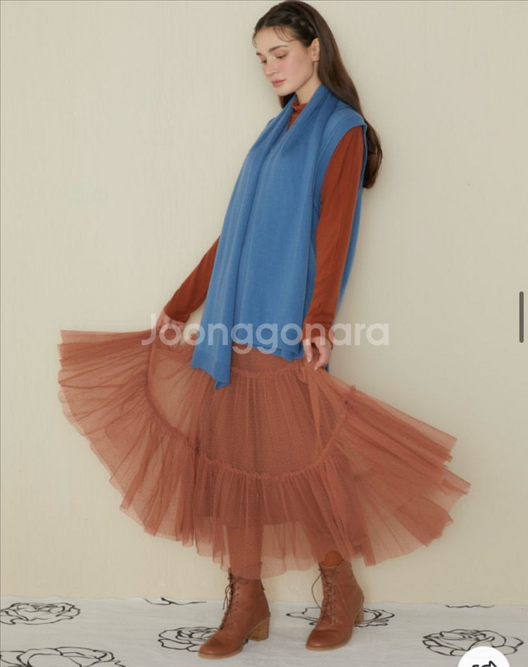 카티아조 블랙 레이블 럭셔리 울 머플러 리치블루 새상품--0