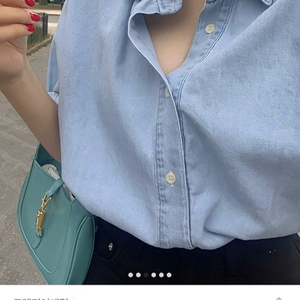 트렌디어패럴 청 데님 셔츠