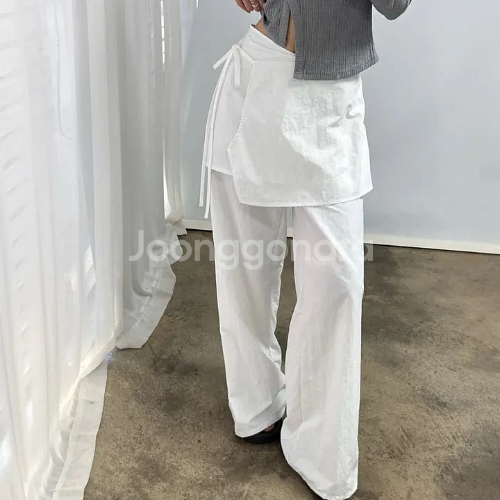 [새상품] 나일론 랩 스커트 밴딩 팬츠--0