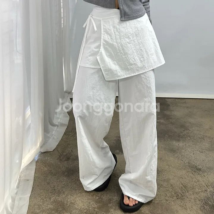 [새상품] 나일론 랩 스커트 밴딩 팬츠--1