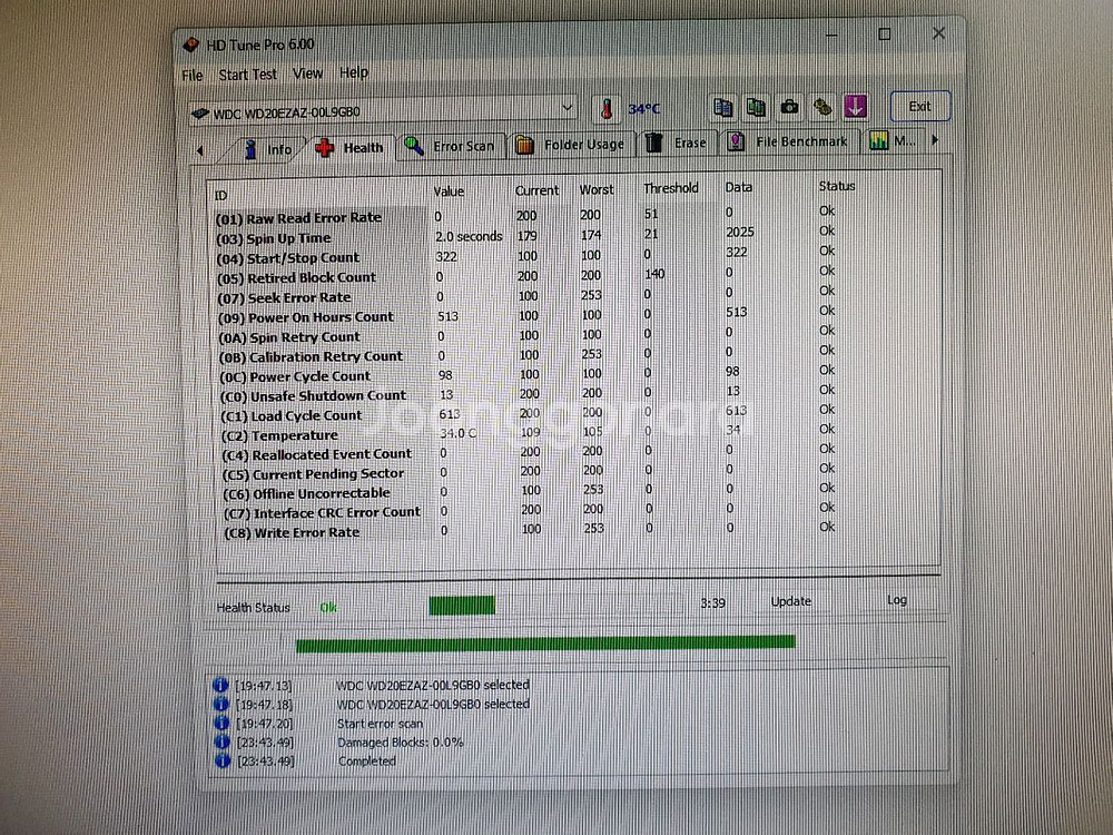 사용시간 적은 WD Blue 2TB 데스크탑 HDD--3