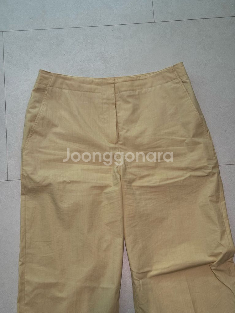 한섬 더캐시미어 와이드레그 면바지 코튼팬츠 베이지--1
