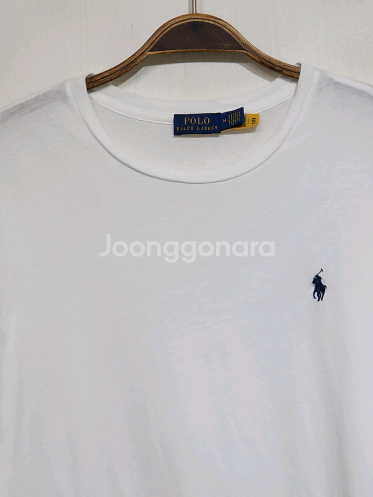 (M) 랄프로렌 폴로 반팔티 화이트 로고 티셔츠 라운드--1