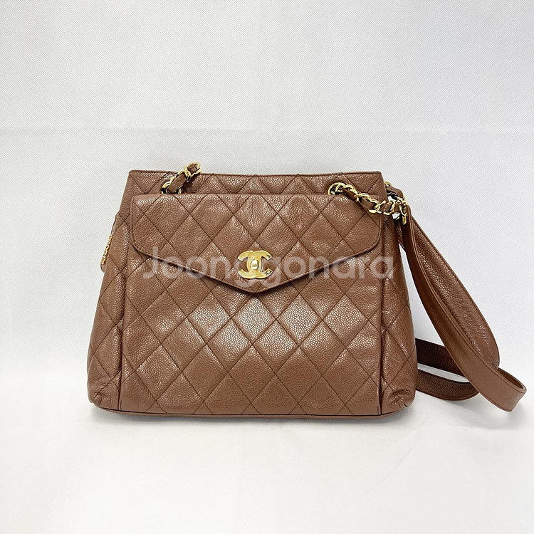 샤넬 클래식 CC 퀄팅 캐비어 숄더백--0