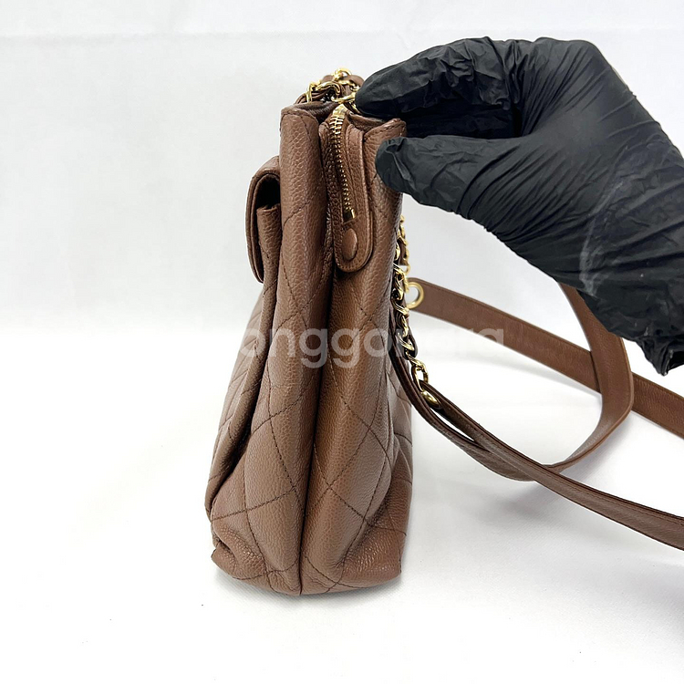 샤넬 클래식 CC 퀄팅 캐비어 숄더백--4