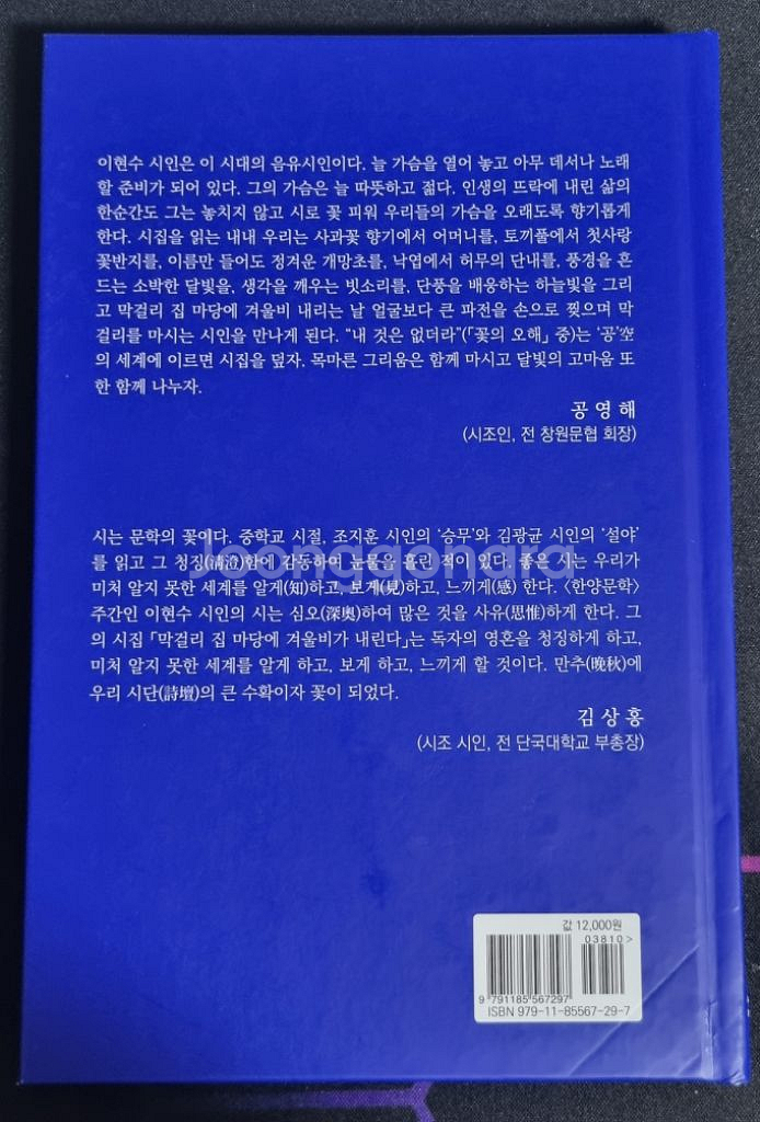 시집 막걸리 집 마당에 겨울비가 내린다 팝니다--1
