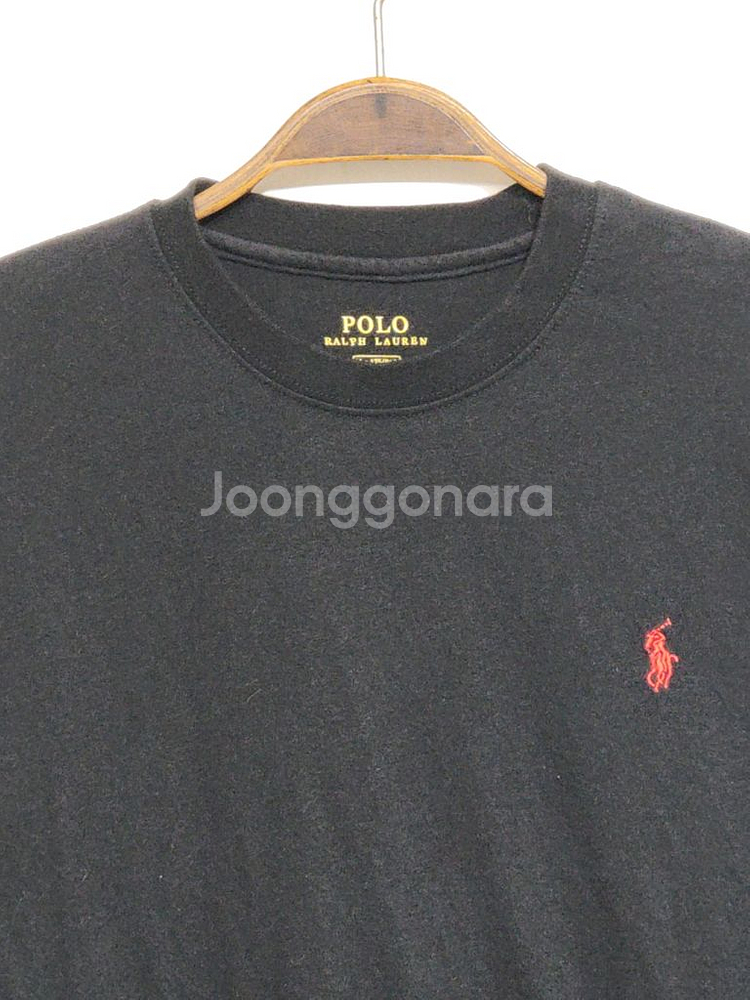 (M) 랄프로렌 폴로 반팔티 블랙 로고 면티셔츠--1