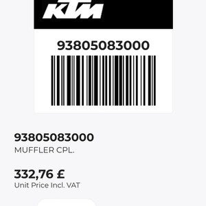 KTM 듀크 순정 머플러 순정 배기 (17~20년) 이미지
