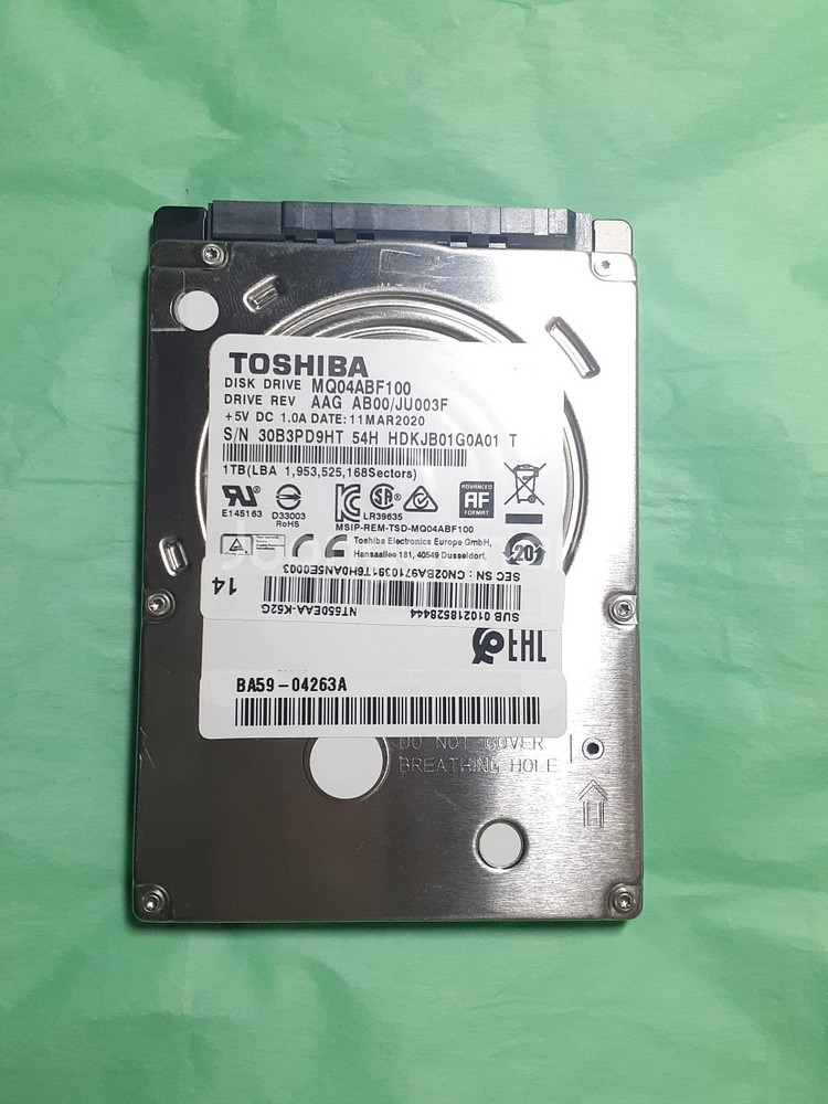 노트북하드 도시바 HDD 1TB 2.5인치 슬림--0