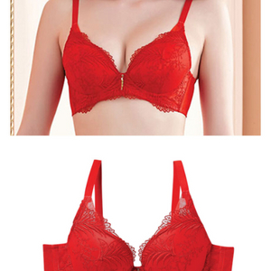 샤빌 레드 큐빅 자수 레이스 브래지어 80C