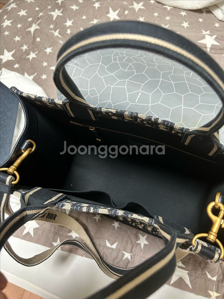 디올 Book Tote 미디엄 백 (사이트) 블루--3