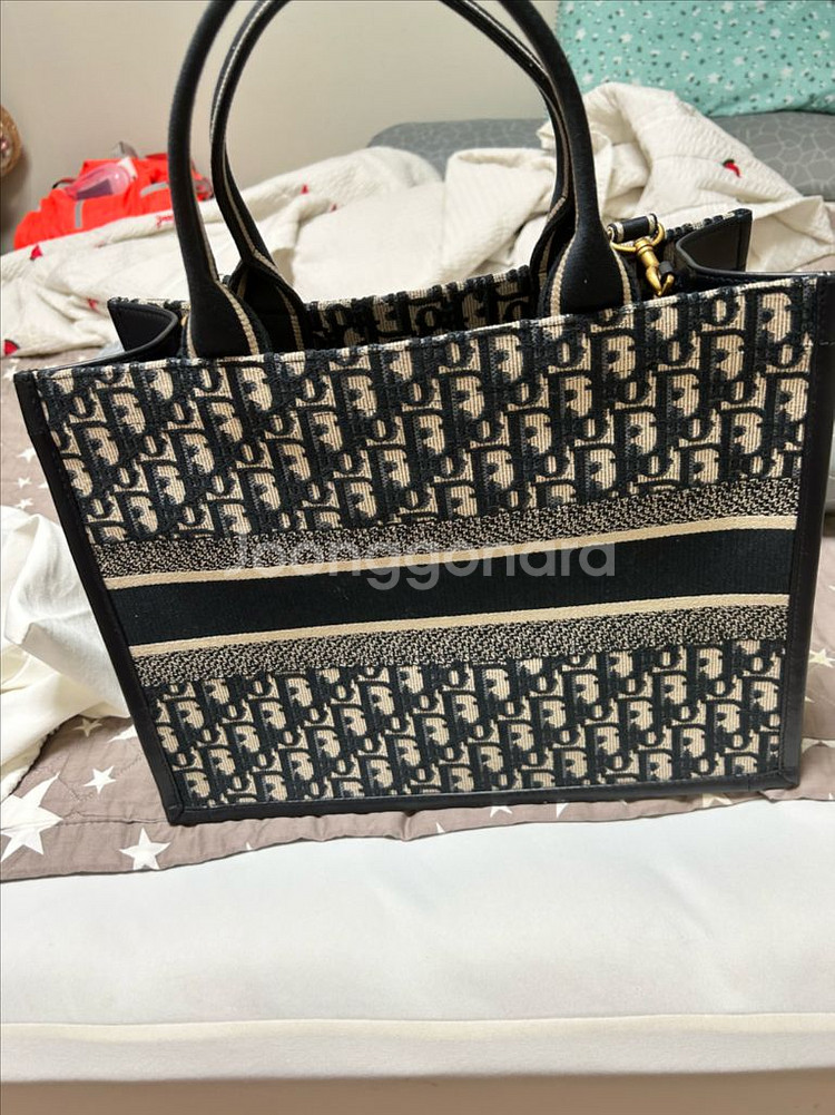 디올 Book Tote 미디엄 백 (사이트) 블루--4