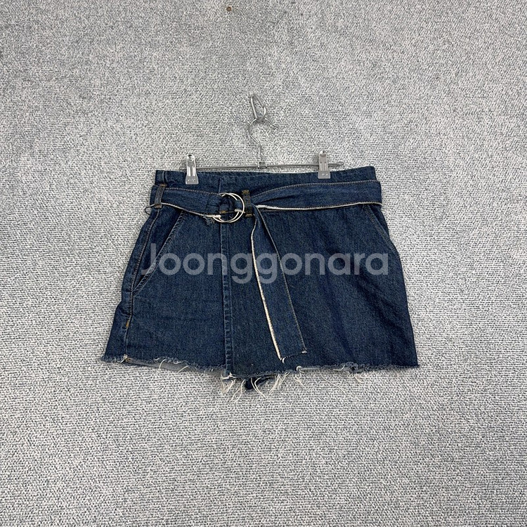 자라 빈티지 데님 벨티드 미니 스커트 M--0